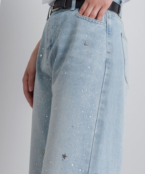 Diosfront(ディオスフロント)の「ラインストーンストレートワイドデニムパンツ(デニムパンツ・レディース・ブルー・S/M/L/XL/XXL)」の21枚目の写真