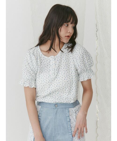 merry jenny（メリージェニー）の「小花柄パフスリーブTee（Tシャツ/カットソー・レディース・ピンク/ブルー・FREE）」の7枚目の写真