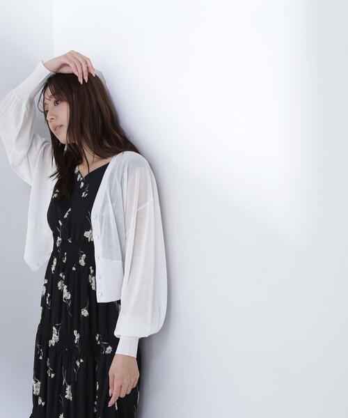 NATURAL BEAUTY BASIC(ナチュラルビューティーベーシック)の「◇フォルムスリーブシアーカーディガン(カーディガン/ボレロ・レディース・ピンク/ブラック/オフホワイト・FREE)」の14枚目の写真