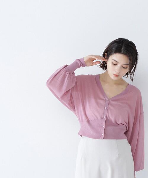NATURAL BEAUTY BASIC(ナチュラルビューティーベーシック)の「◇フォルムスリーブシアーカーディガン(カーディガン/ボレロ・レディース・ピンク/ブラック/オフホワイト・FREE)」の8枚目の写真