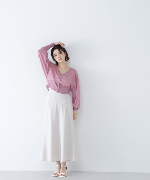 NATURAL BEAUTY BASIC(ナチュラルビューティーベーシック)の「◇フォルムスリーブシアーカーディガン(カーディガン/ボレロ・レディース・ピンク/ブラック/オフホワイト・FREE)」の7枚目の写真