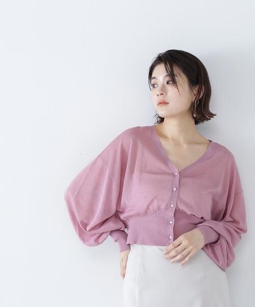 NATURAL BEAUTY BASIC(ナチュラルビューティーベーシック)の「◇フォルムスリーブシアーカーディガン(カーディガン/ボレロ・レディース・ピンク/ブラック/オフホワイト・FREE)」の6枚目の写真