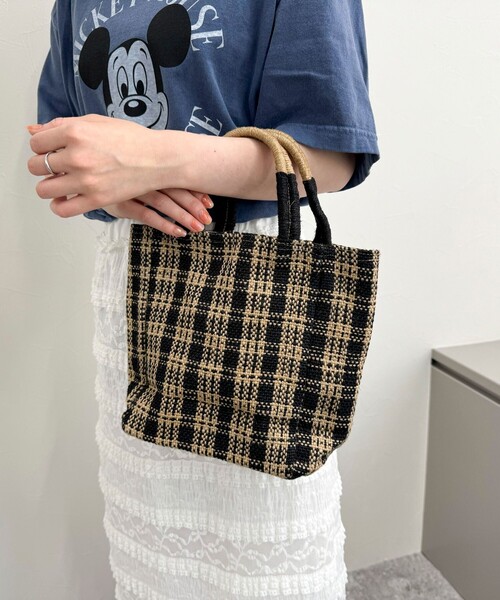 fredy emue(フレディエミュ)の「【TARANGO/タランゴ】ジュート台形バッグ(ハンドバッグ・レディース・パープル系その他3/ブラック系その他・FREE)」の6枚目の写真
