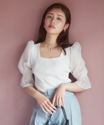 VIS | オーガンジーキャンディスリーブリブニット(Tシャツ/カットソー)