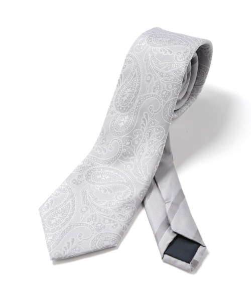 CROWDED CLOSET(クラウデッドクローゼット)の「<クレリックタイ>シャドーペイズリー柄/シャドーストライプ(同素材チーフ・ボウタイあり)(ネクタイ・メンズ・シルバー/ボルドー/ネイビー/オレンジ/ブルー・FREE)」の5枚目の写真