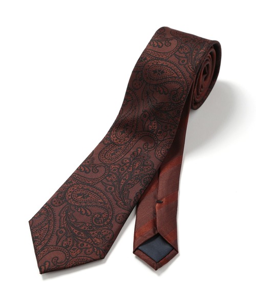 CROWDED CLOSET(クラウデッドクローゼット)の「<クレリックタイ>シャドーペイズリー柄/シャドーストライプ(同素材チーフ・ボウタイあり)(ネクタイ・メンズ・シルバー/ボルドー/ネイビー/オレンジ/ブルー・FREE)」の4枚目の写真