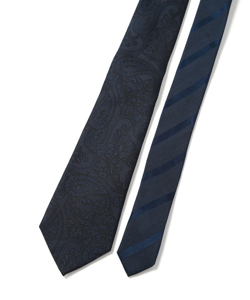 CROWDED CLOSET(クラウデッドクローゼット)の「<クレリックタイ>シャドーペイズリー柄/シャドーストライプ(同素材チーフ・ボウタイあり)(ネクタイ・メンズ・シルバー/ボルドー/ネイビー/オレンジ/ブルー・FREE)」の12枚目の写真