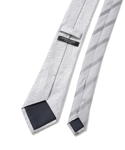 CROWDED CLOSET(クラウデッドクローゼット)の「<クレリックタイ>シャドーペイズリー柄/シャドーストライプ(同素材チーフ・ボウタイあり)(ネクタイ・メンズ・シルバー/ボルドー/ネイビー/オレンジ/ブルー・FREE)」の7枚目の写真