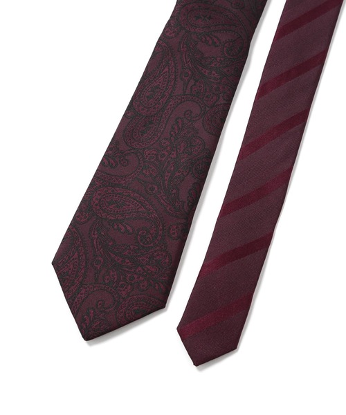 CROWDED CLOSET(クラウデッドクローゼット)の「<クレリックタイ>シャドーペイズリー柄/シャドーストライプ(同素材チーフ・ボウタイあり)(ネクタイ・メンズ・シルバー/ボルドー/ネイビー/オレンジ/ブルー・FREE)」の9枚目の写真