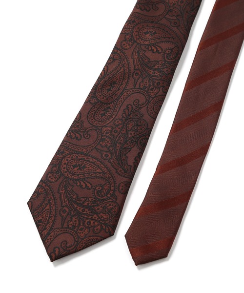 CROWDED CLOSET(クラウデッドクローゼット)の「<クレリックタイ>シャドーペイズリー柄/シャドーストライプ(同素材チーフ・ボウタイあり)(ネクタイ・メンズ・シルバー/ボルドー/ネイビー/オレンジ/ブルー・FREE)」の11枚目の写真