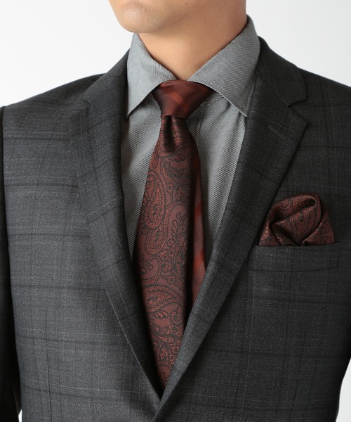 CROWDED CLOSET(クラウデッドクローゼット)の「<クレリックタイ>シャドーペイズリー柄/シャドーストライプ(同素材チーフ・ボウタイあり)(ネクタイ・メンズ・シルバー/ボルドー/ネイビー/オレンジ/ブルー・FREE)」の21枚目の写真