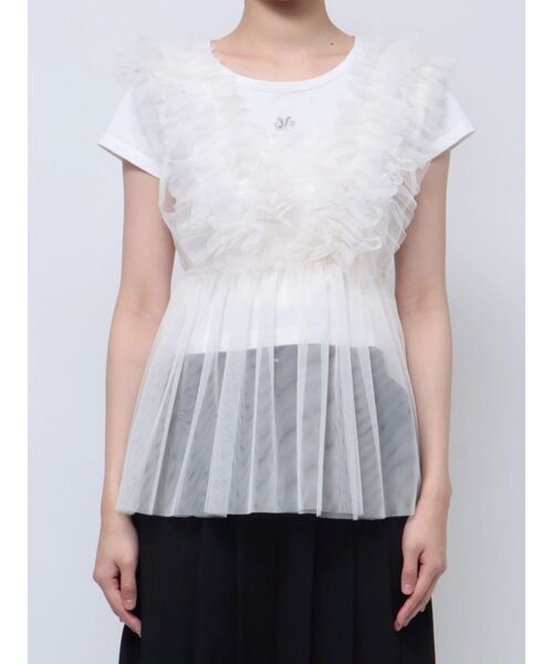 MERCURYDUO（マーキュリーデュオ）の「チュールフリルチュニックブラウス（シャツ/ブラウス・レディース・チャコールグレー/ブルー/アイボリー/ブラック・FREE）」の16枚目の写真