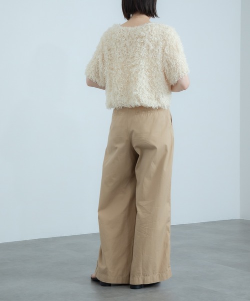 HEILIS(ヘイリス)の「《hideka select》フェザープルオーバートップス / 半袖 シアー フリンジ(Tシャツ/カットソー・レディース・グレー/アイボリー・FREE)」の13枚目の写真