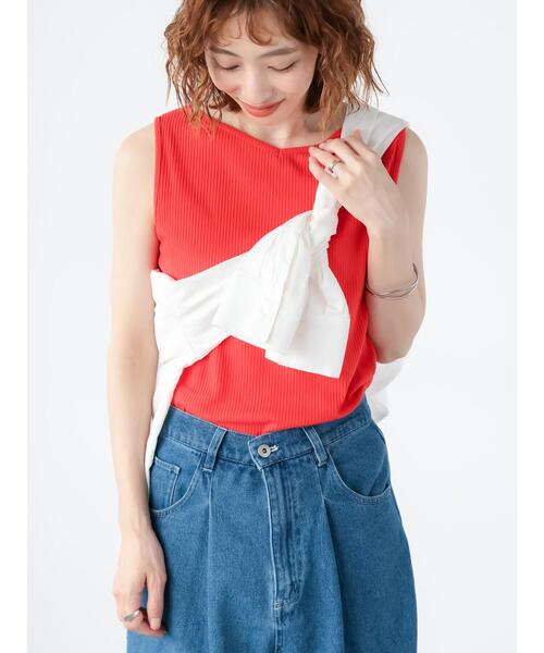 Lugnoncure（ルノンキュール）の「【抗菌防臭】リブボートネックタンクトップ（タンクトップ・レディース・ダークブラウン/レッド/ブラック/オフホワイト・F）」の12枚目の写真