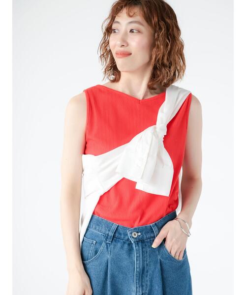 Lugnoncure（ルノンキュール）の「【抗菌防臭】リブボートネックタンクトップ（タンクトップ・レディース・ダークブラウン/レッド/ブラック/オフホワイト・F）」の9枚目の写真