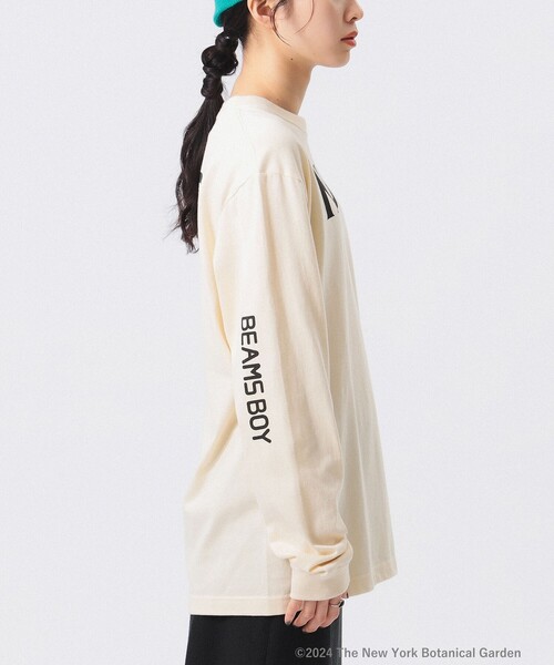 「BEAMS BOY」 長袖カットソー 36 ベージュ レディース BEAMS BOY（ビームスボーイ）の「トリム ステッチ ヘンリー