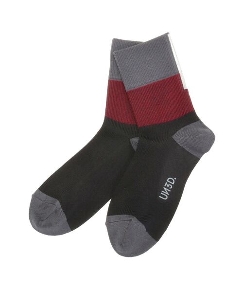 UN3D.（アンスリード）の「BACK FOIL BLOCK SOCKS / バックフォイルブロックソックス（ソックス/靴下・レディース・グレー/ブラック/カーキ・FREE）」の3枚目の写真
