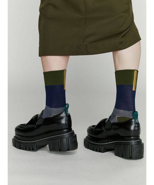 UN3D.（アンスリード）の「BACK FOIL BLOCK SOCKS / バックフォイルブロックソックス（ソックス/靴下・レディース・グレー/ブラック/カーキ・FREE）」の4枚目の写真