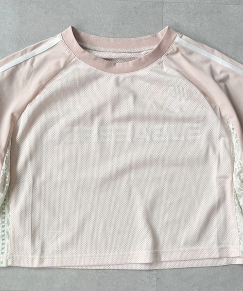 one after another NICE CLAUP（ワンアフターアナザーナイスクラップ）の「サイドレースゲームT（Tシャツ/カットソー・レディース・ピンク/オフホワイト/ネイビー・FREE）」の7枚目の写真