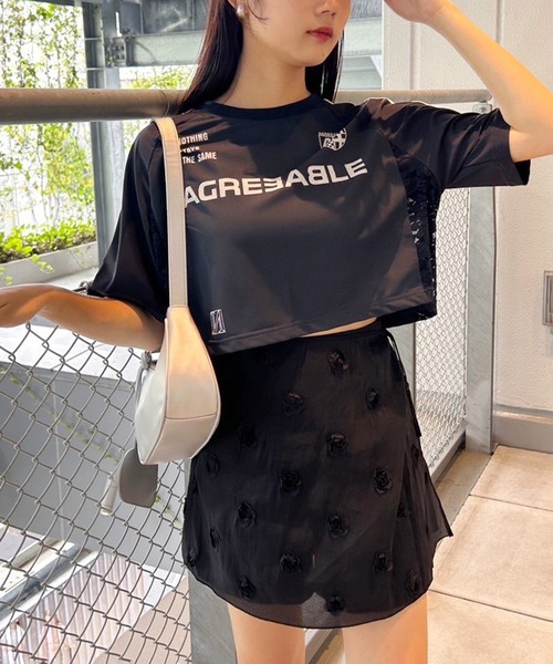 one after another NICE CLAUP（ワンアフターアナザーナイスクラップ）の「サイドレースゲームT（Tシャツ/カットソー・レディース・ピンク/オフホワイト/ネイビー・FREE）」の18枚目の写真