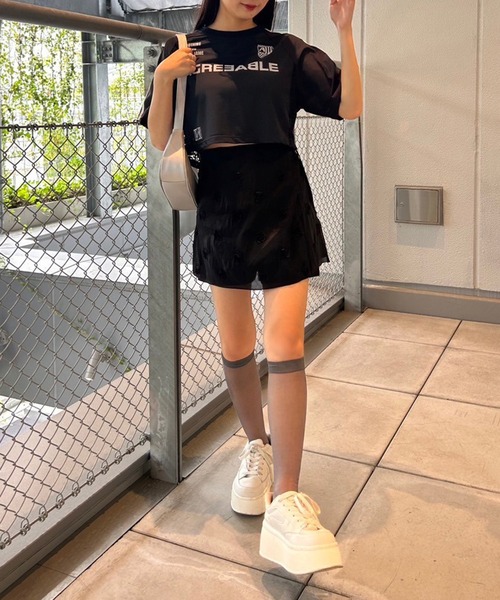 one after another NICE CLAUP（ワンアフターアナザーナイスクラップ）の「サイドレースゲームT（Tシャツ/カットソー・レディース・ピンク/オフホワイト/ネイビー・FREE）」の20枚目の写真