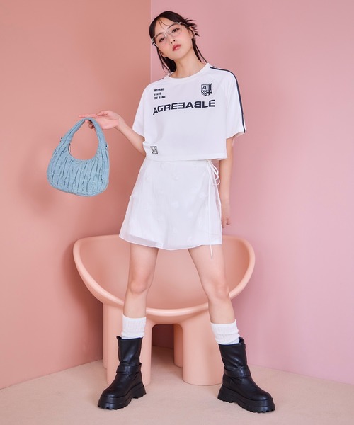 one after another NICE CLAUP（ワンアフターアナザーナイスクラップ）の「サイドレースゲームT（Tシャツ/カットソー・レディース・ピンク/オフホワイト/ネイビー・FREE）」の13枚目の写真