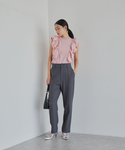 VIS（ビス）の「【洗える】異素材ドッキングフリルニットプルオーバー（Tシャツ/カットソー・レディース・ピンク系その他2/ブルー系その他4/ホワイト系その他5・FREE）」の4枚目の写真