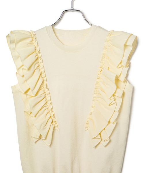 VIS（ビス）の「【洗える】異素材ドッキングフリルニットプルオーバー（Tシャツ/カットソー・レディース・ピンク系その他2/ブルー系その他4/ホワイト系その他5・FREE）」の15枚目の写真