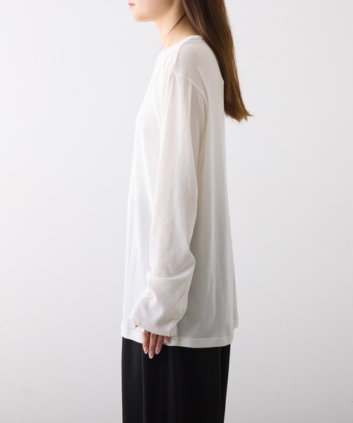 PUAL CE CIN（ピュアルセシン）の「コットンシアークルーネックカットソー（Tシャツ/カットソー・レディース・ライトグレー/オフホワイト/ブラック/オレンジ系その他・FREE）」の9枚目の写真