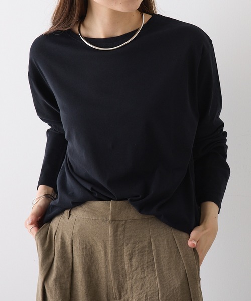 PUAL CE CIN（ピュアルセシン）の「コットンシアークルーネックカットソー（Tシャツ/カットソー・レディース・ライトグレー/オフホワイト/ブラック/オレンジ系その他・FREE）」の6枚目の写真