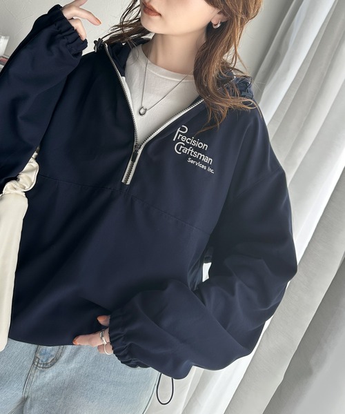 【超希少モデル】エーシージー スウォッシュロゴ ハーフジップ アノラックパーカー セール】《Javaジャバコラボ》トレンド感をプラス。胸元刺繍配色ハーフ