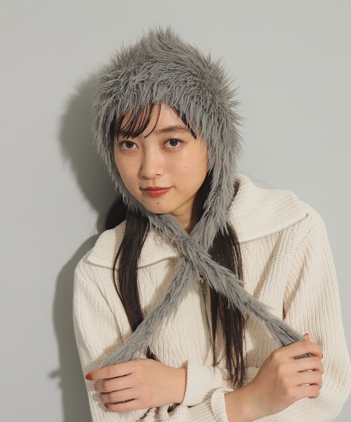 Ray BEAMS(レイビームス)の「ボンネット フード(ニットキャップ/ビーニー・レディース・ピンク/ブラウン/グレー/レッド系その他2・ONE SIZE)」の5枚目の写真