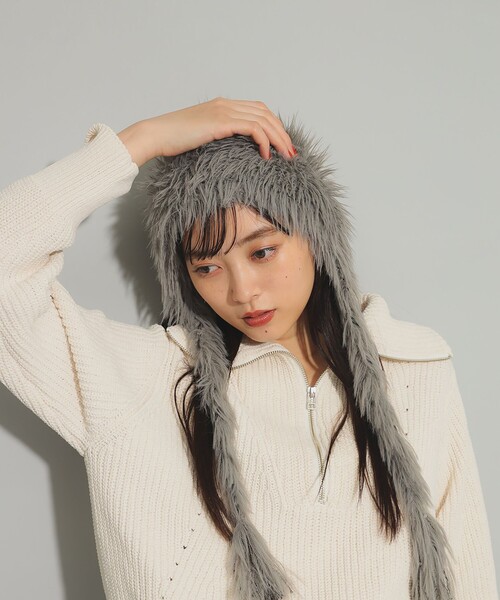 Ray BEAMS(レイビームス)の「ボンネット フード(ニットキャップ/ビーニー・レディース・ピンク/ブラウン/グレー/レッド系その他2・ONE SIZE)」の6枚目の写真