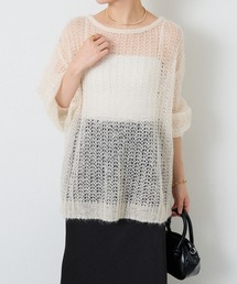 COLLAGE GALLARDAGALANTE | 箔プリントシアーモヘアニット(ニット/セーター)