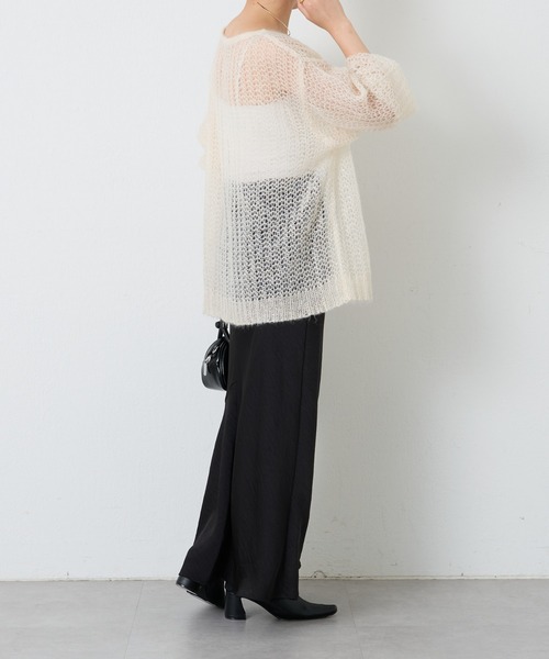 COLLAGE GALLARDAGALANTE（コラージュガリャルダガランテ）の「箔プリントシアーモヘアニット（ニット/セーター・レディース・アイボリー/オレンジ・FREE）」の12枚目の写真