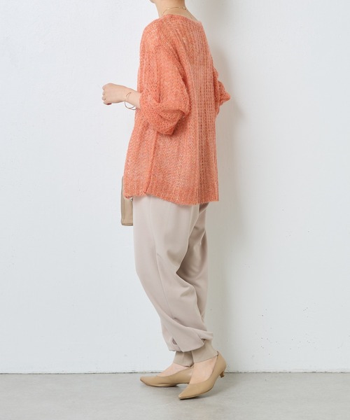 COLLAGE GALLARDAGALANTE（コラージュガリャルダガランテ）の「箔プリントシアーモヘアニット（ニット/セーター・レディース・アイボリー/オレンジ・FREE）」の18枚目の写真