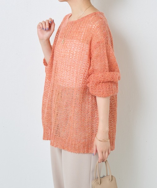 COLLAGE GALLARDAGALANTE（コラージュガリャルダガランテ）の「箔プリントシアーモヘアニット（ニット/セーター・レディース・アイボリー/オレンジ・FREE）」の15枚目の写真