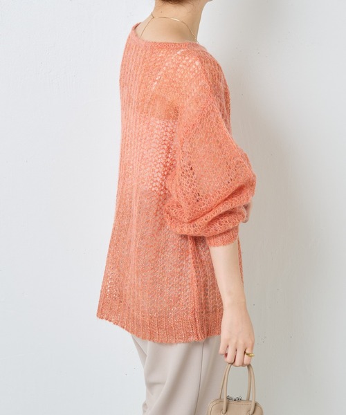 COLLAGE GALLARDAGALANTE（コラージュガリャルダガランテ）の「箔プリントシアーモヘアニット（ニット/セーター・レディース・アイボリー/オレンジ・FREE）」の17枚目の写真