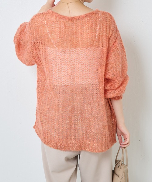 COLLAGE GALLARDAGALANTE（コラージュガリャルダガランテ）の「箔プリントシアーモヘアニット（ニット/セーター・レディース・アイボリー/オレンジ・FREE）」の16枚目の写真