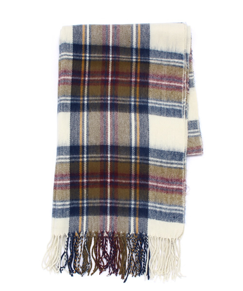 salut!（サリュ!）の「ﾁｪｯｸｼｮｰﾙ（マフラー・レディース・グレー/ネイビー/ホワイト・FREE）」の2枚目の写真