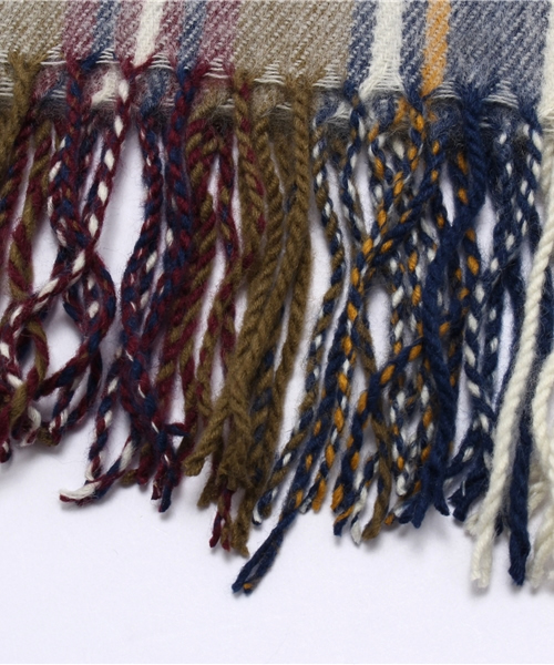 salut!（サリュ!）の「ﾁｪｯｸｼｮｰﾙ（マフラー・レディース・グレー/ネイビー/ホワイト・FREE）」の4枚目の写真