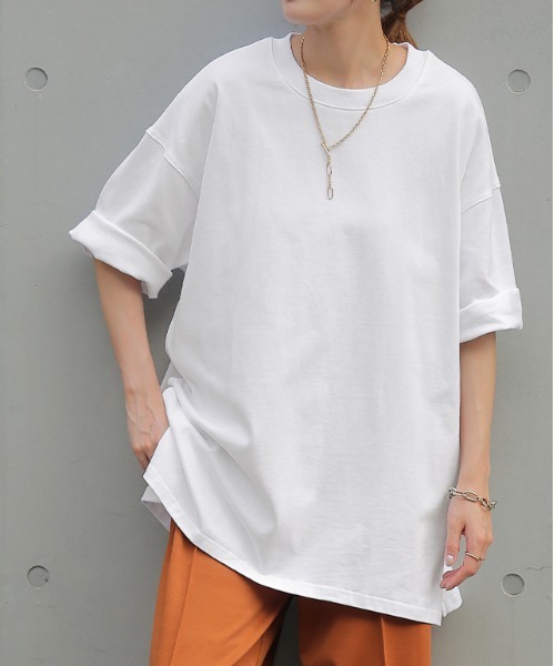 HUG.U(ハグユー)の「ガシッと綿Tシャツ(Tシャツ/カットソー・レディース・モカ/ダークグレー/グリーン/ホワイト/セージグリーン/クリーム/ブラック・FREE)」の18枚目の写真