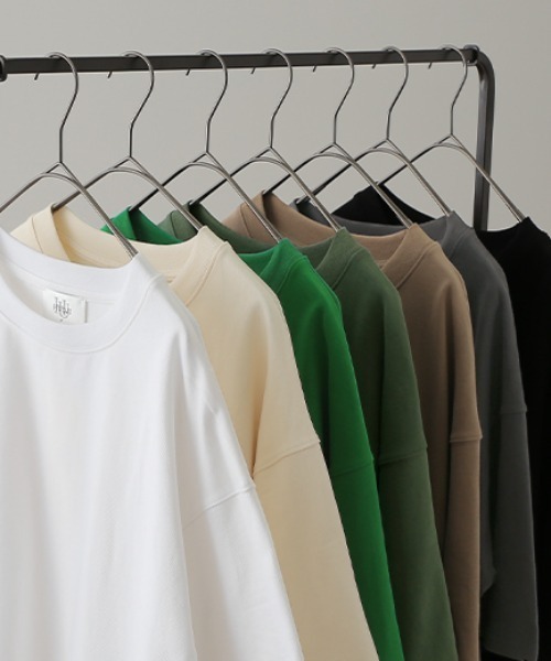HUG.U(ハグユー)の「ガシッと綿Tシャツ(Tシャツ/カットソー・レディース・モカ/ダークグレー/グリーン/ホワイト/セージグリーン/クリーム/ブラック・FREE)」の8枚目の写真