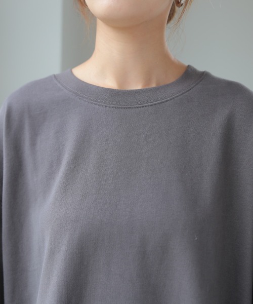 HUG.U(ハグユー)の「ガシッと綿Tシャツ(Tシャツ/カットソー・レディース・モカ/ダークグレー/グリーン/ホワイト/セージグリーン/クリーム/ブラック・FREE)」の10枚目の写真