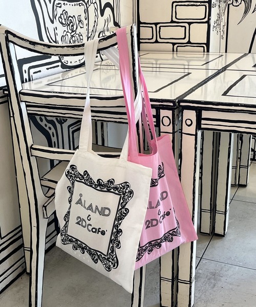 ALAND(エーランド)の「2D Cafe×ALAND/2DトートBAG(トートバッグ・レディース・ホワイト/ピンク・FREE)」の7枚目の写真