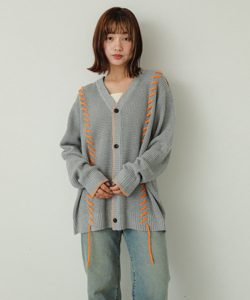 セール】『ユニセックス』ブランケットステッチカーディガン