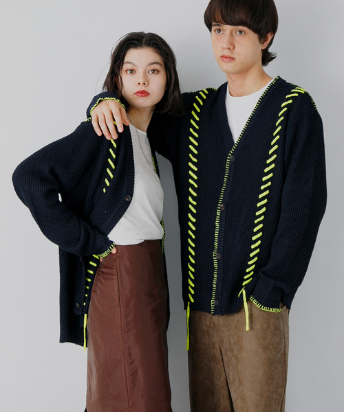 セール】『ユニセックス』ブランケットステッチカーディガン