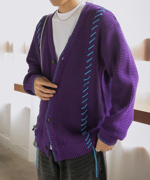 セール】『ユニセックス』ブランケットステッチカーディガン