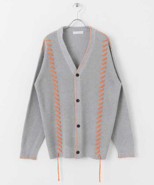 SENSE OF PLACE by URBAN RESEARCH（センスオブプレイスバイアーバンリサーチ）の「『ユニセックス』ブランケットステッチカーディガン（カーディガン/ボレロ・メンズ・ネイビー/パープル/ライトグレー・MEDIUM/LARGE）」の9枚目の写真