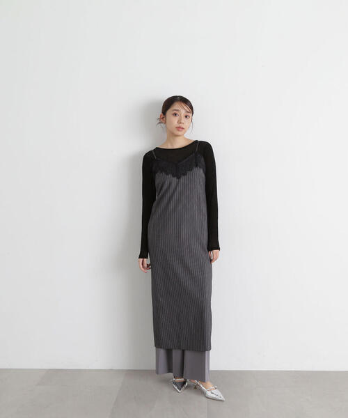 NATURAL BEAUTY BASIC(ナチュラルビューティーベーシック)の「◇【Oggi・美人百花掲載】ベロアボートネックカットソー(Tシャツ/カットソー・レディース・オリーブ/ブラック/オフホワイト/グレー・FREE)」の7枚目の写真